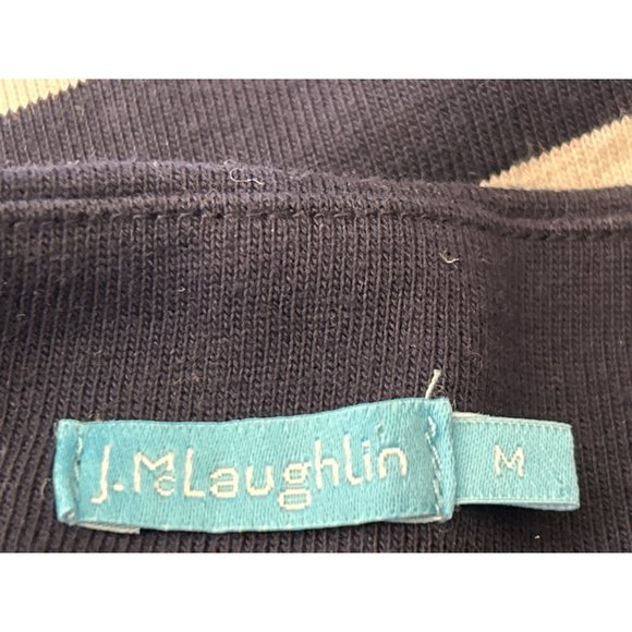 J McLaughlin Women's Navy Blue White Brinker Striped Boat Neck 3/4 Sleeve Dress - Picture 3 of 3